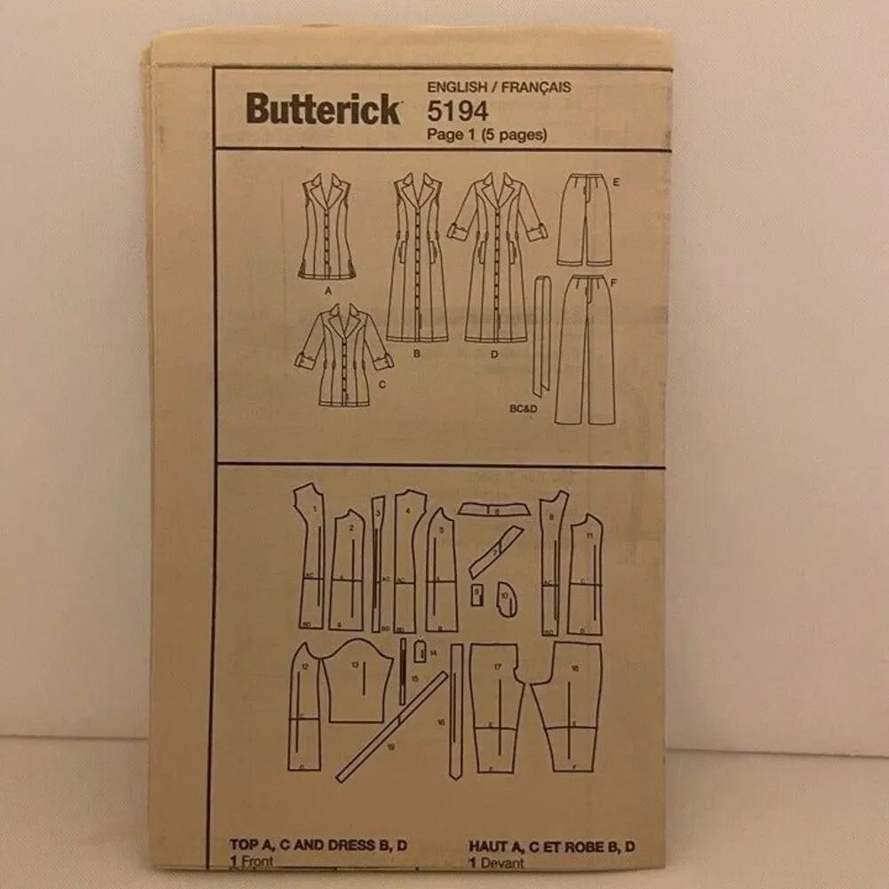#B5194 Butterick Womens Top Dress Belt Shorts Pants Sewing Pattern Size 26W-32W